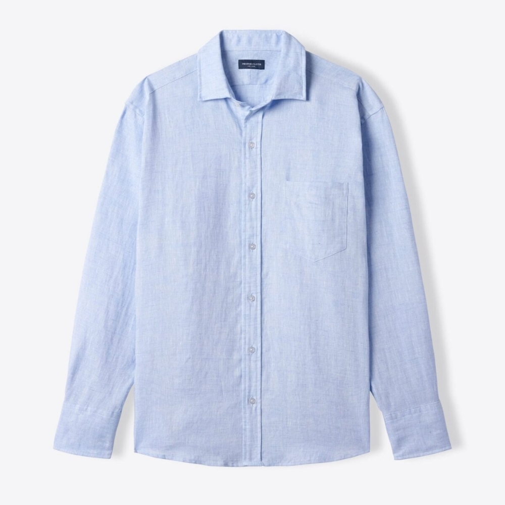 Indigo Palms Linen Denim Utility Casual Dress Shirt - Picture 7 of 7